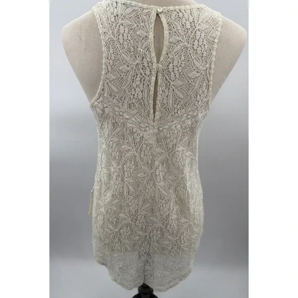 American Eagle Outfitters Women's S Ivory Lace Sleeveless Babydoll Sweetheart - Picture 5 of 8